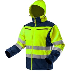 Bild von Softshell Warnjacke mit Reflektionsstreifen orange Neon gelb Arbeitsjacke Warnschutz Sicherheitshose L Neongelb