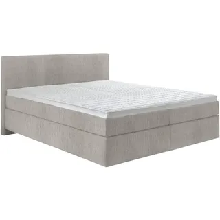 Hom`in Boxspringbett , Silberfarben , Textil , H2 + H3 , Höhe ca. 19 cm , 200x200 cm , gepolstertes Kopfteil, Federkernmatratze, Stoffauswahl, Topper durchgehend, in verschiedenen Größen erhältlich, Matratze in verschiedenen Härtegraden erhältlich, Matratzenauswahl, Topperauswahl, Kopfteilauswahl , Schlafzimmer, Betten, Boxspringbetten