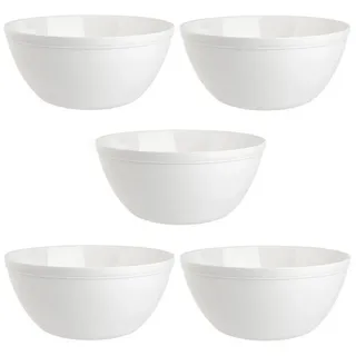 ENGELLAND 5er Set Schalen Müslischalen Dessertschalen Salatschale Suppenschale Reisschale Bowl in Farbe weiß aus Kunststoff BPA-frei groß 900 ml