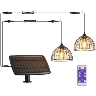 YIKEGE LICHT Solar Hängelampe Solarlampen für Außen Balkon mit Fernbedienung Hängeleuchte Hängend Lampenschirm Pendelleuchte Deckenlampe ohne Strom Wasserdichte Wandlampe Dachrinnen Garten 5M Kabel