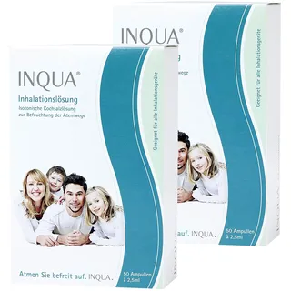 INQUA INQUA® Inhalationslösung | 100 Ampullen á 2,5ml | Isotonische Kochsalzlösung zum Inhalieren für Erwachsene, Kinder und Babys | ohne Konservierungsstoffe | NaCl 0,9%