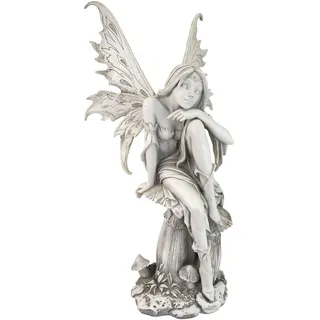 Design Toscano Fairy of Hopes and Dreams Gartenstatue von Künstlerin Cecelia, Harz, Zweifarbiges Schwarz und Weiß, 11" Wx11 Dx22