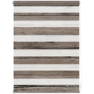 Doppelrollo LICHTBLICK ORIGINAL "Duo Rollo Motiv Bretter-Vintage" Gr. 2, braun, B:60cm H:150cm, Polyester, Rollos, Doppelrollo, bedruckt