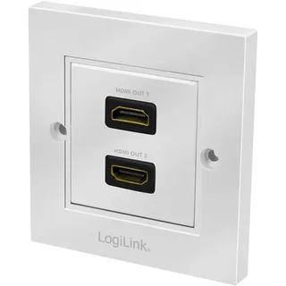 Logilink AH0018 - HDMI Wanddose mit 2X HDMI High Speed with Ethernet Kupplung (aussen Buchse/innen Buchse) in weiß