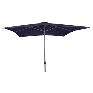 Sonnenschirm 3x3 m UV30+ quadratisch Kurbelschirm Gartenschirm Balkon blau Alu - Blau