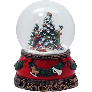 Weihnachts-Schneekugel mit Musik | Schneekugel Christbaum schmücken | Sockel nostalgische Weihnachten mit Geschenke | Spieluhr | 100mm breit | 20272