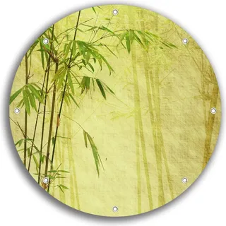 Wallario rundes Outdoor-Poster für Garten oder Balkon, Motiv Antiker Bambus, 30 cm Durchmesser - Gelb
