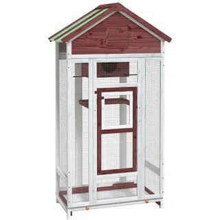 Voliere Mokka 91,5x53x170 cm Massivholz Kiefer - Rot