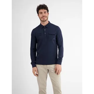 Langarm-Poloshirt LERROS "Longsleeve-Polo, gestreift", Herren, Gr. S, blau (classic navy), 100% Baumwolle, Shirts Langarm-Poloshirt