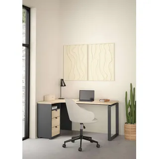 Home Affaire "Arbeitstisch, Sekretär, Bürotisch, Stauraum, Computertisch," 3 Schubladen integriert und 1 offenes Fach, Breite 150 cm, jackson hickory, matt grau