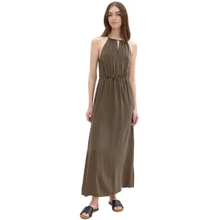 TOM TAILOR Denim Damen Maxi-Kleid mit Neckholder, black beige stripe, XXL