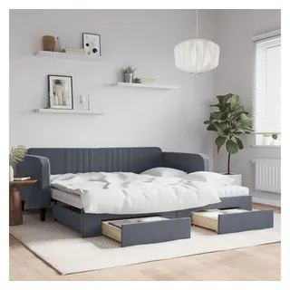 vidaXL Tagesbett Ausziehbar mit Schubladen Dunkelgrau 100x200 cm Samt