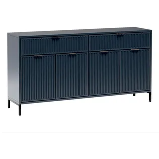 Lomadox Sideboard in Indigo blau mit Rillenoptik 165 cm LAURO-161