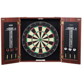 Vevor Dartboard- und Schrankset Dartboard-Schrank in offizieller Größe, Dartscheibe 45 x 3,8 cm versteckbarer Dartschrank mit Stahlspitzen, komplett mit sämtlichem Zubehör, für Cricket-Spiele