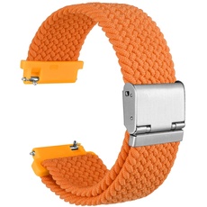 WOCCI 22mm Gewebtes Nylon Uhrenarmband für Damen und Herren, Schnellverschluss, Verstellbare Silberne Schnalle (Orange)