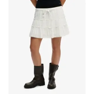 Superdry für Damen. W7210424A Stufenrock weiß (S), Lässig, Baumwolle
