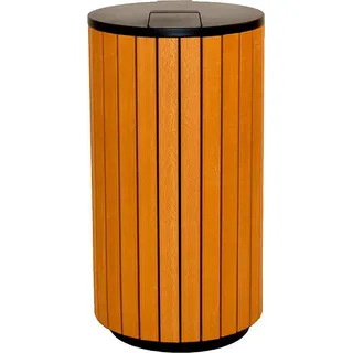 V-Part - Abfalbehälter für draußen 90 Liter - Galvanized steel Powder Coated Stainless steel - Holz Optik, Anthrazit