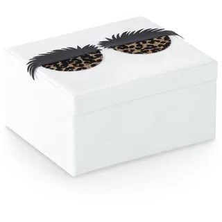 AmeliaHome Schmuckkasten Aufbewahrungsbox Schmuckschatulle Organizer 19x12 cm Wimpern Leopard Muster Lashes Weiß