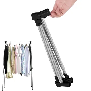 Generisch Kleiderständer Klappbar Tragbarer: Edelstahl Verstellbarer Reise-Kleiderständer, Teleskop Wäscheständer 32-73cm für Reisen, Camping, Wäsche zu Hause, Schwarza