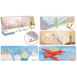 PLANÈTE Bois - Pack mit 12 Panorama-Puzzles - Lernspiel - Der kleine Prinz - 865008PA - 21 Teile - Mehrfarbig - Holz - Kinderspiel - Kinderpuzzle - 45 cm x 18 cm - Ab 3 Jahren.