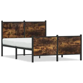 vidaXL Metallbett ohne Matratze Räuchereiche 120x200 cm - Braun