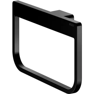 KEUCO Rose Handtuchring 24 cm, geschlossen, ohne Bohren, Metall schwarz matt, inkl. Klebeset und Schraubset, Handtuchhalter zum Kleben oder Schrauben