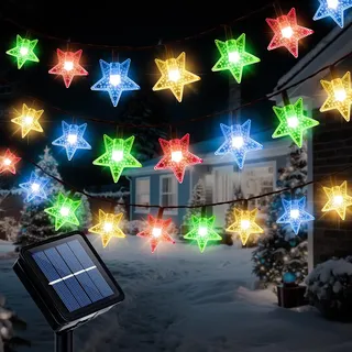 Ninonly Solar Lichterkette Aussen, 7m 50 LED Sterne Bunt Gartendeko für Draußen, 8 Modi Solarlichterkette Außen Wetterfest, Solarlampen Deko für Weihnachten Hochzeit Balkon