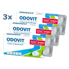 ODOVIT bekämpft schlechten Atem - 3x Mundpflege-Bonbons 10er - Stark gegen Mundgeruch - angenehmer Geschmack - für nachhaltig frischen Atem - wie Mundwasser zum Mitnehmen