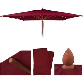 Ersatz-Bezug für Gastronomie Holz-Sonnenschirm HWC-C57b, Sonnenschirmbezug, eckig 3x3m Polyester bordeaux - Rot