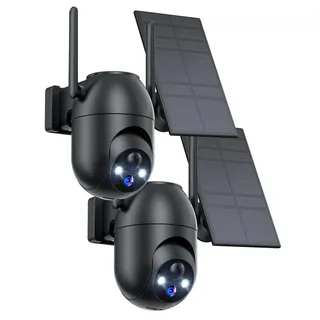 SIIOOE Überwachungskamera Aussen Akku und Solar Bewegungsmelder: 2K WLAN Kamera Outdoor Kabellos - 360° PTZ AußEnkamera Nachtsichtfunktion - 5G Nicht Unterstützt