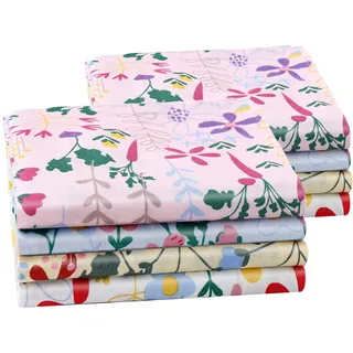 Houlife Bunte Blume Taschentücher aus Reiner 60S Baumwolle Damen Blumenmuster Stofftaschentücher 4 Farben für Mädchen Kinder Studenten Alltagsgebrauch, 4/8 Stücke, 34x34cm