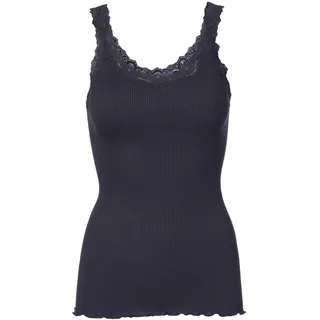 rosemunde Spitzentop "Babette Silk Top mit Seide" umgedrehter Vintage-Spitzenbesatz, feminin, bequem, Seidenmix, navy