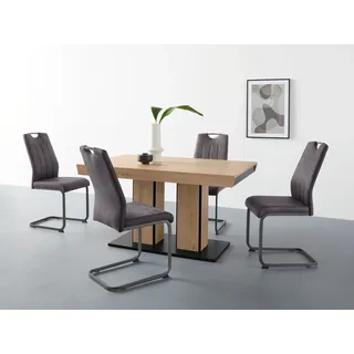 Hela "Tisch ausziehbar 140 -220 cm," Set, 5 Stk. tlg. Belastbarkeit 140 KG, bequem gepolstert mit Griff, braun, anthrazit, grau),