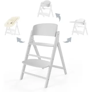 CYBEX Gold CLICK & FOLD Hochstuhl 4in1-Set, Mitwachsend, All White | Mitwachsend, ab Geburt bis 99 Jahre, inkl. Bouncer Nest, Baby-Set, Tablett, ergonomische Sitzposition, Buchenholz