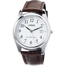 Lorus Klassik Herren-Uhr mit Palladiumauflage und Lederband RS965BX9