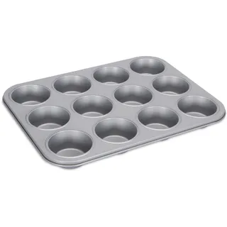 Städter we love baking Muffin- und Cupcake-Backform, 12er Antihaft-Backblech für perfekte Backergebnisse, PFAS-frei, Größe 35 x 27 cm, für 12 Muffins oder Cupcakes, Silber