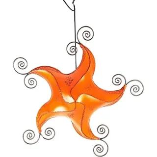 Simandra Orientalische Lampe Deckenleuchte Hängelampe marokkanische Deckenlampe Lederlampe STERN Berber Star 70 cm, orange - Orange