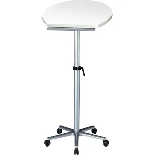 Maul ergonomisches Stehpult | Stufenlos höhenverstellbar 75-120 cm | Mobiler Schreibtisch für Arbeiten im Sitzen und Stehen | Stabiler Sternfuß aus Aluminium | Gestell Silber | Platte Weiß