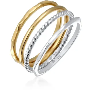 Ring-Set ELLI "Ring Stapelringe Bicolor 925 Sterling Silver Gold-plated" Gr. 58, bunt (zweifarbig), Fingerringe, Damen, 58, ohne Stein, Silber 925 (Sterlingsilber), Ring-Set
