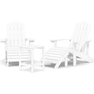 Adirondack-Gartenstühle mit Hocker & Tisch HDPE Weiß - Weiß