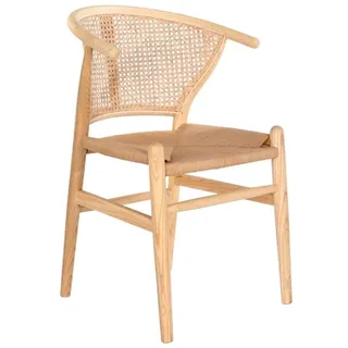 DKD Home Decor Esszimmerstuhl, Cottage, Stuhl, Natur, Rattan, Höhenverstellbar, Dinieren