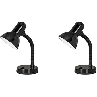 EGLO Tischlampe Basic, 1 flammige Tischleuchte, Schreibtischlampe aus Stahl und Kunststoff, Farbe: Schwarz, Fassung: E27 (Packung mit 2)