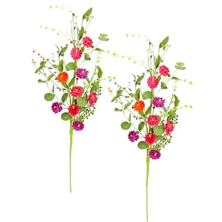 I.GE.A. Kunstzweig "Künstlicher Blütenzweig" 2erSet Kunstblume Margerite Gänseblümchen Zweig Dekozweig Einzelblume, bunt