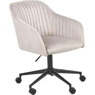 Beliani Arbeitshocker Samtstoff Beige