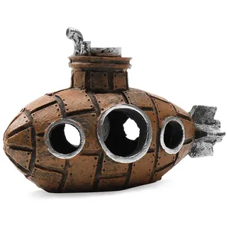 KyeeaDIY Aquarium Dekoration Thematische Ornamente U-Boot Fischbecken Harz Höhle Ornamente Betta Cichlid Aquarium Zubehör Landschaftsbau Rock Cave Deko Fish Shrimp Hiding