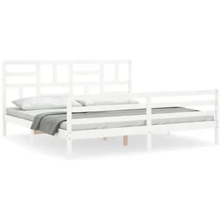 vidaXL Massivholzbett mit Kopfteil Weiß 200x200 cm - Weiß