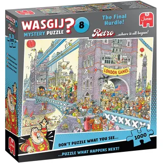 JUMBO Spiele Wasgij Mystery 8 - Die letzte Hürde! - 1000 Teile, Wimmelbild Puzzle für Erwachsene, Escapepuzzle