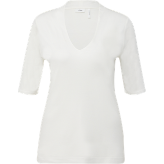 S.Oliver T-Shirt mit V-Ausschnitt Damen, 10.2.20.12.130.2122592 200 creme, 36