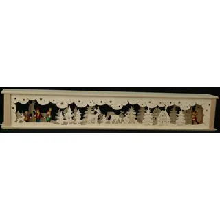 schwibbola holzkunst aus dem erzgebirge Schwibbogenerhöhung mit Laternenkinder Skikinder und Beleuchtung BxHxT 72x10x10cm NEU Lichterbogen Fensterbogen Spitzbogen Erzgebirge Seiffen Weihnachten Licht Holz Dekoration