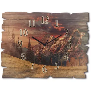 Artland Wanduhr »Holzuhr Alpines Hochland« wahlweise mit Quarz- oder Funkuhrwerk, lautlos ohne Tickgeräusche, rot